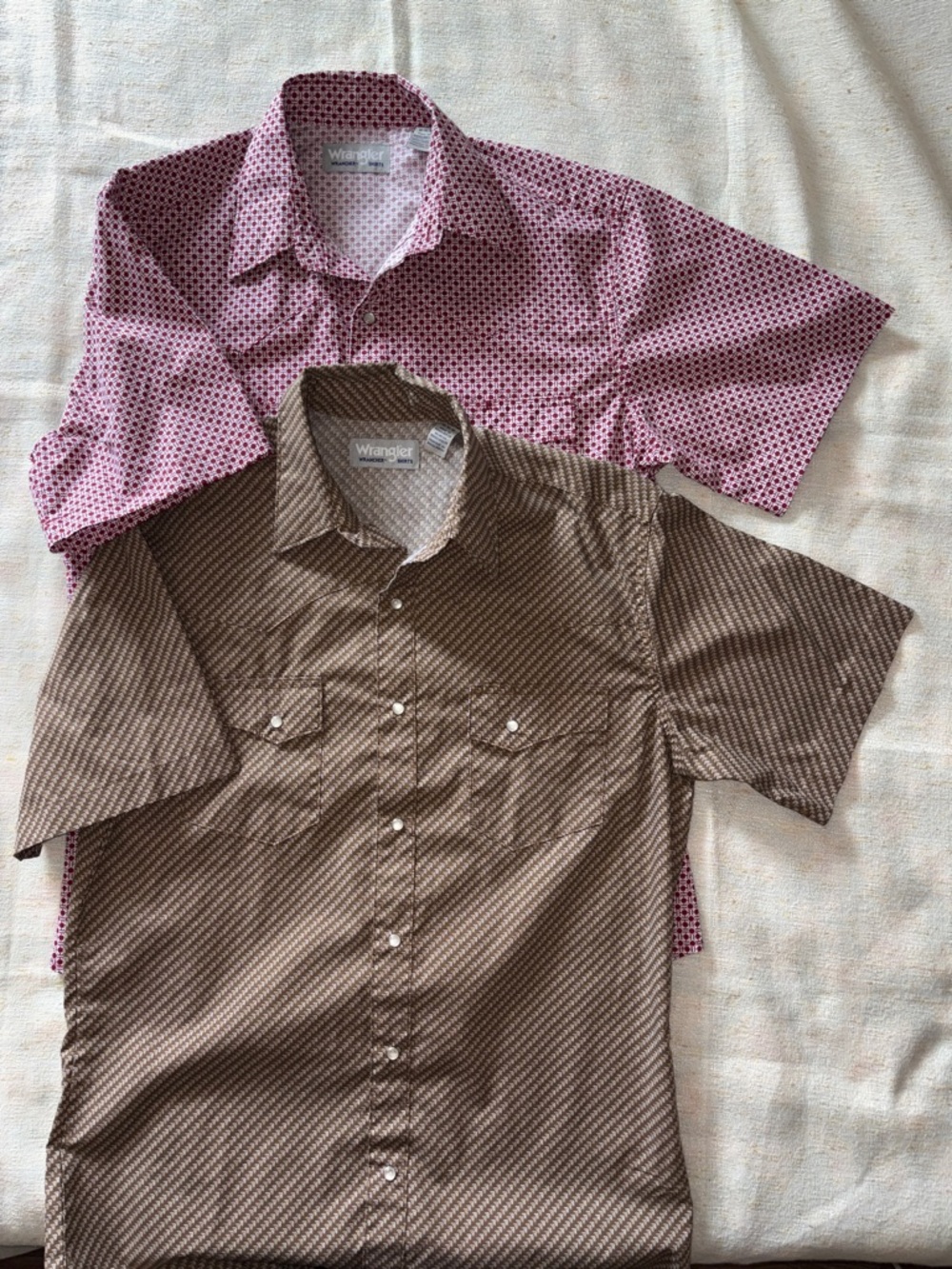 Wrangler Wrancher Western Shirt Bundle of 2 Snap Button Vintage Style Sz Medium